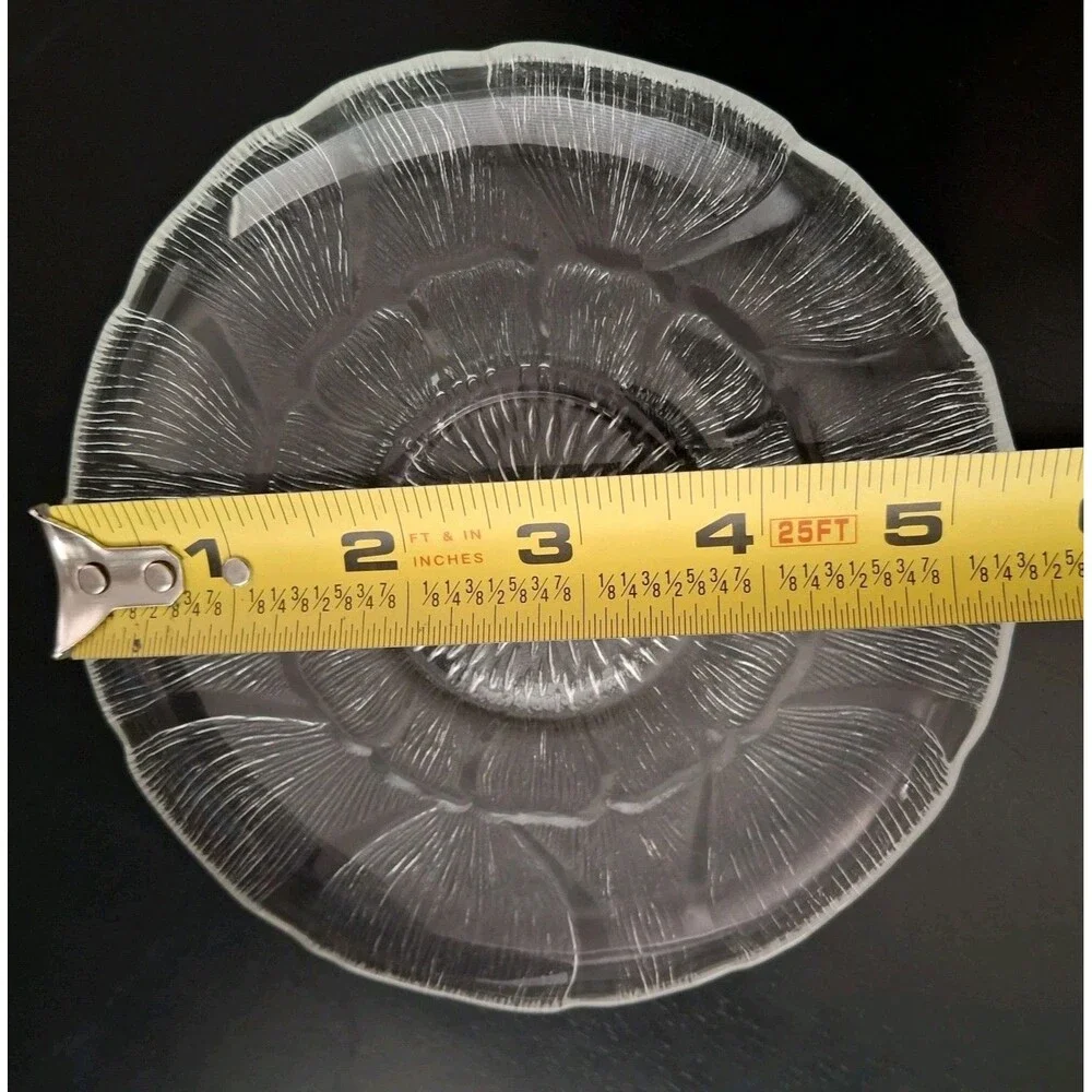 Set of 4 Arcoroc Fleur Clear Glass Cup Saucer Made in France 5 3/8